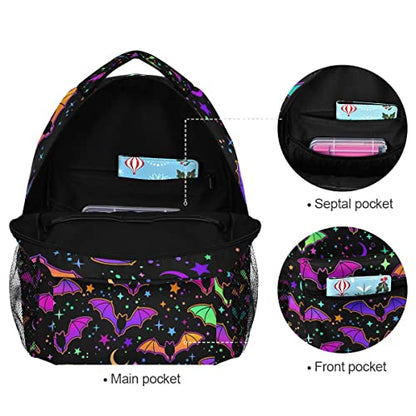Halloween Rainbow Bats Backpack School Bookbag Lightweight Laptop Backpack for Men Women Kids - color: Halloween Bats