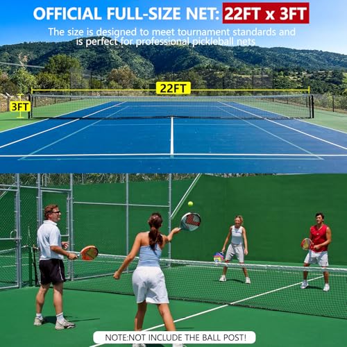 Pickleball Replacement Net 22x3ft, Professional Pickleball Nets Heavy Duty Nets Fits Standard Posts, Official Regulation Size for Indoor Outdoor Courts (Net Only)