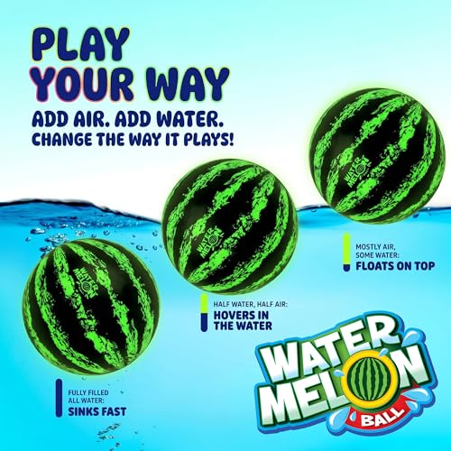 Watermelon Ball – Cool Underwater Pool Toy for Teen Boys, Girls, Men & Women. Great Gifts for Swimming, Diving & Backyard Games. Best for Birthday Presents, Spring Vacation & Summer Family Fun. - size: 9", style: 9" Green