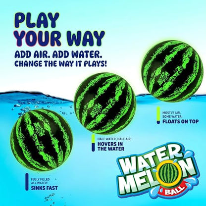 Watermelon Ball – Cool Underwater Pool Toy for Teen Boys, Girls, Men & Women. Great Gifts for Swimming, Diving & Backyard Games. Best for Birthday Presents, Spring Vacation & Summer Family Fun. - size: 9", style: 9" Green