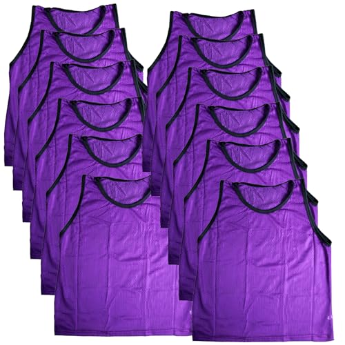 BlueDot Trading Adult & Youth Scrimmage Training Vests for Soccer, Basketball & More – Available in 1, 6, 12, 24 Packs - color: Purple, style: Youth 6 Pack