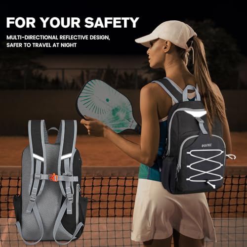 G4Free Pickleball Bag, Pickleball Backpack for Women and Men, Padel Bag Fits 2 to 4 Paddles, Gifts for Pickleball Lovers - color: Dark Grey