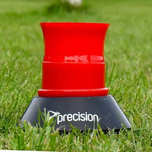 Precision Rugby Telescopic Kicking Tee, Adjustable Height 8 to 14 cm, Durable Heavy Duty Stable Base, Low, Medium and High Kicking Angles, Black/Red