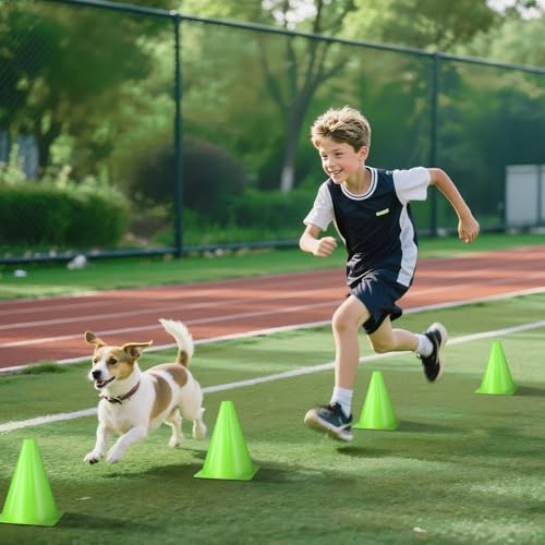 36pcs Cones 7 Inch Soccer Cones and Plastic Traffic Cones, Durable Cones for Sports Training, Ideal for Soccer, Basketball, Football, Skating, and Agility Drills Practice - color: green