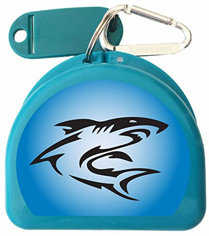 Mouth Guard Case - Shark, Red, Multi-Sport (Lacrosse, Soccer, Field Hockey, Martial Arts, Football), Kid, BPA FREE - color: Aqua