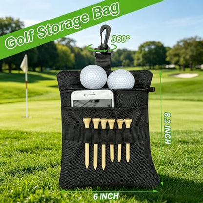 Golf Tee Pouch Bag, Zipper Golf Ball Bag, Accessory Pouch for Men - color: Black