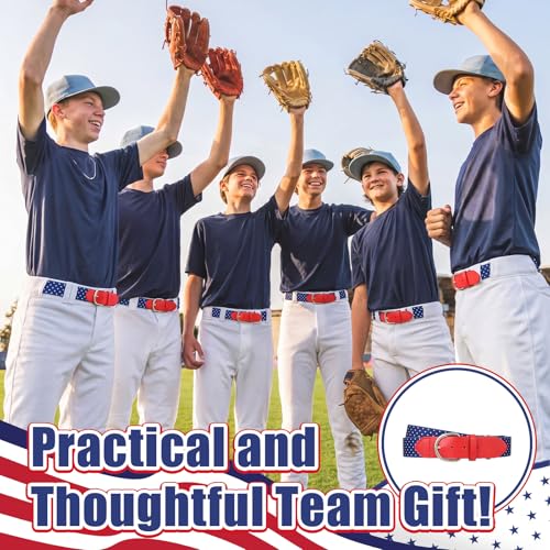 American Flag Baseball/softball Belt, USA Star Adjustable PU Leather Elastic Belt for Youth Sport Practice - size: Medium