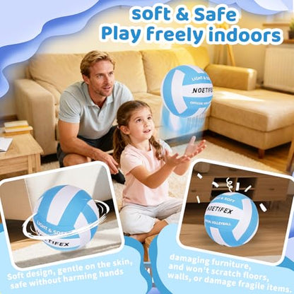 Soft Volleyball-Super Soft Fabric Light Volleyball for Indoor Practice Safe and Quiet Kids Youth Beginners House Yard Training Practice Games(Deflated)