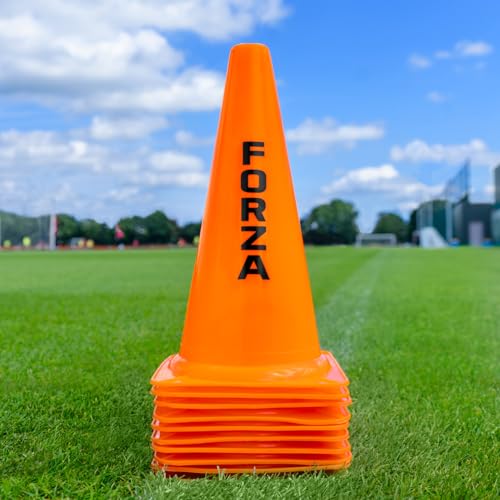 FORZA Large Training Cones - Pack of 10 with 3 Size Options for Optimal Training Sessions - color: Orange, size: 12 Inch, style: Pack of 10