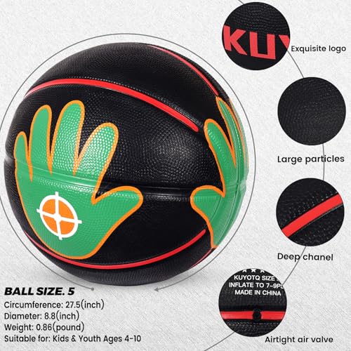 KUYOTQ Size 5/6 Basketball 27.5"/28.5" for Kids Youth Womens with Visual Hand Print Guide, for Shooting Practice, Correct Shooting Form and Improve Accuracy, Essential Basketball Training - size: Size 5 Kids & Youth - 27.5" Ages 4-10