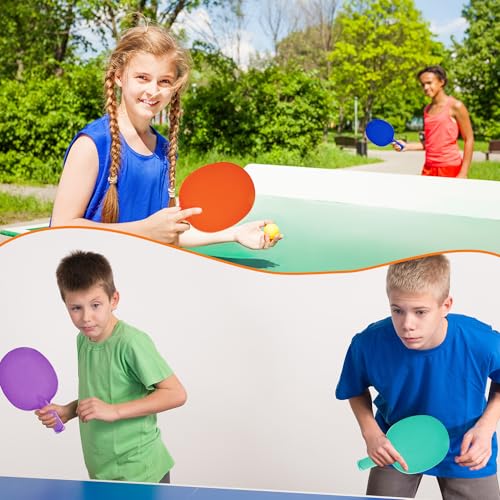8 Pcs Plastic Table Tennis Paddles Unbreakable Ping Pong Paddles Rackets Portable Plastic Textured Table Tennis Training Toys for Beginner Kids Adult Camp Outdoor Equipment
