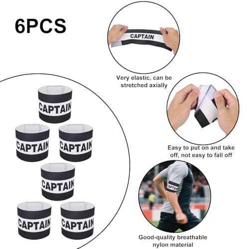 Captain Armbands Soccer, Adjustable Leader Football Arm Bands Breathable Soccer Captain Armband Sport Accessory - color: Black