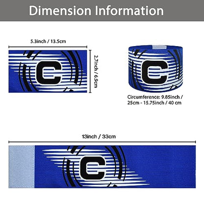 Soccer Captain Armband, 2Pcs Sports Captain Armbands Elastic Protective Arm Badge Adjustable Football Basketball Player Bands Adult Women Men - style: arc-blue