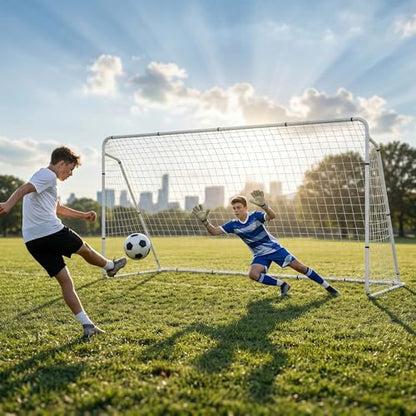 HomGarden 12'x6' Soccer Goal, Portable Football Net with Frame, Backyard Training & Outdoor Practice Goals for Adults & Kids, Easy Setup Tournament Equipment