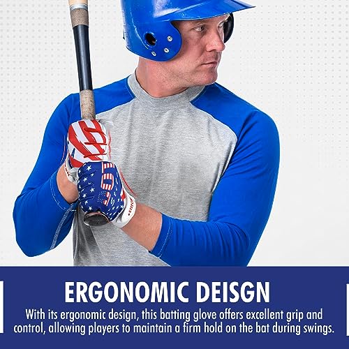 American Flag Batting Gloves Softball Gloves Men USA Flag Baseball Batting Glove for Men Youth Adult & Unisex