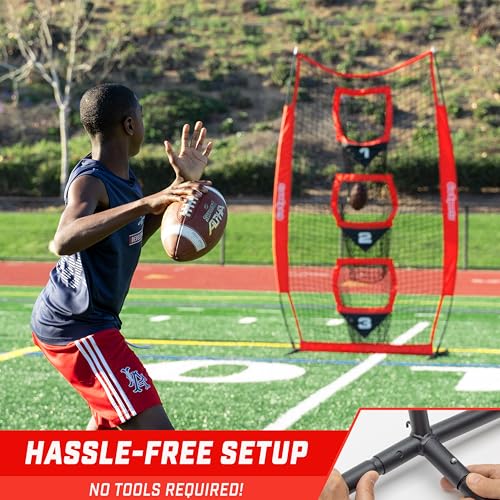 GoSports 8 x 4 ft Football Throwing Target Net - Choose Black or Red