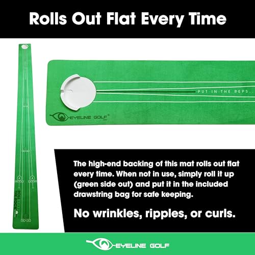 EyeLine Golf - Roll The Rock Putting Mat - Have Fun Perfecting Stroke, Alignment, Speed Control, Visualization, Consistency - Outdoor-Indoor-Compact - color: 8-Foot Roll the Rock