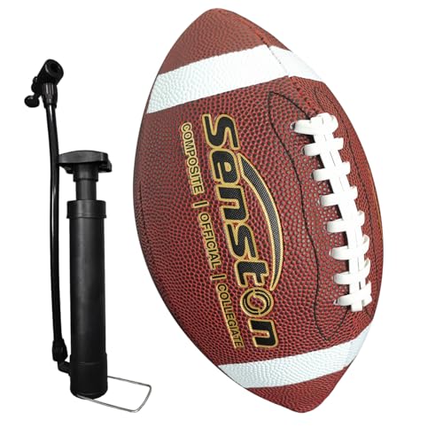 Senston Football Size 9/6 - Premium Composite Leather High School/Kids/Youth Football with Pump Size Foot Ball with Pump - color: Brown, size: Junior Size 6