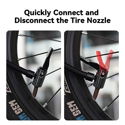LEXIN Tire Inflator Hose Extension, Lock-On Air Chuck with Hose and Presta Valve Adapter Ball Needle, Air Compressor Twist On Convert to Lock On Connection, Compatible with LEXIN P5/P4