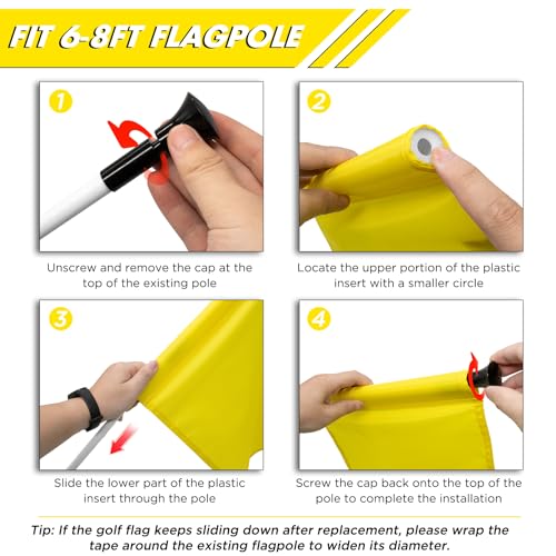 KINGTOP Standard Golf Flags with Tube Inserted, All 20" L x 14" H, Practice Putting Green Flag for Yard, Tournament Course, 420D Nylon PGA Regulation Chipping Pin Flag - color: 20x14 Inch- Blank Yellow- 3pk