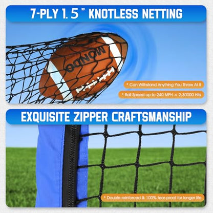 Football Throwing Net, Upgrade Heavy Duty Metal Frame Quarterback Training Equipment Throwing Machine with 1-4 Targets, Easy Setup Football Target Practice with CarryBag, Allweather Indoor Outdoor Use - size: 4 FT × 6 FT