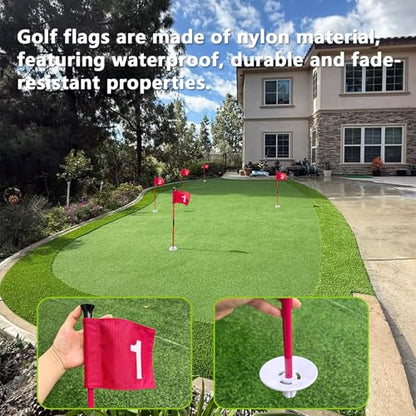 Golf Flagstick for Portable Sectional Yard - Foldable Golf Pin Flag with Putting Flag Ideal for Backyard Practice - color: red-flag