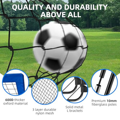 Soccer Goal, Soccer Goals for Backyard, 6x4ft Portable Pop Up Soccer Net Set, Soccer Training Equipment with Soccer Ball, Ladder and Cones - color: Blue