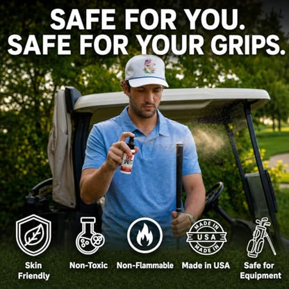 Grip Spritz - Golf Grip Cleaner & Restorer Spray 3-in-1 Clean, Rejuvenate, & Preserve Tackiness - Remove Oil & Dirt to Enhance Club Feel, Control, & Accuracy - Golf Bag Accessory — USGA Approved