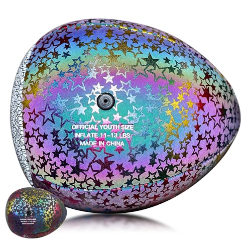 BOUNCEBACK Training Football, Youth Size & Official Size, Fatherless Football PassCatch Solo Enhancing Passing Catching(with Pump) - style: Holographic-7#(Ages 5-14)