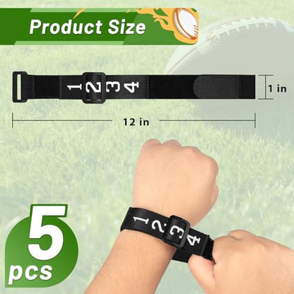 5 Pcs Football Numbered Wrist Down Indicator Down Marker Referee Wristband Indicator Yard Markers Referee Gear, Officials Equipment for Football Games