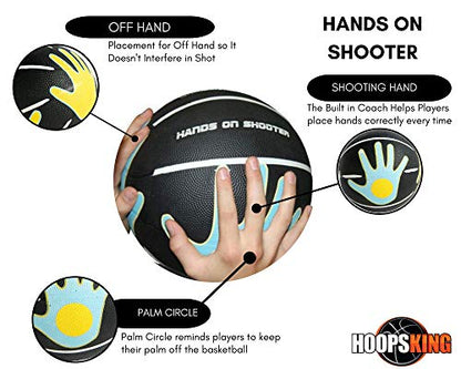 HOOPSKING Skill Shooter Basketball w/OnlineTraining Video, Basketball with Hand Placement - size: Intermediate 28.5"