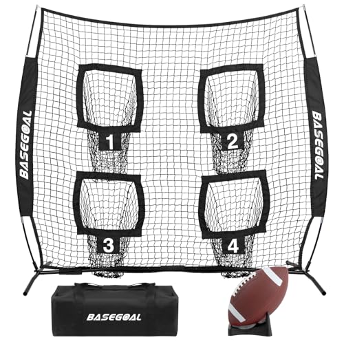 BaseGoal 6x6 Ft Football Nets for Throwing,Football Target,Quarterback Training Equipment with 4 Target Pockets for Improving Football Accuracy Throwing - color: black