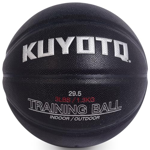 KUYOTQ 3LBS/3.3LBS/2.2LBS Weighted Heavy Training Basketball 29.5/28.5" in and Outdoor Improving Handling Dribbling Passing Rebounding Skill Composite Size 7/6 Weighted Training Basketball Equipment - color: Black, size: Size 7 Adult - 29.5"-3LBS