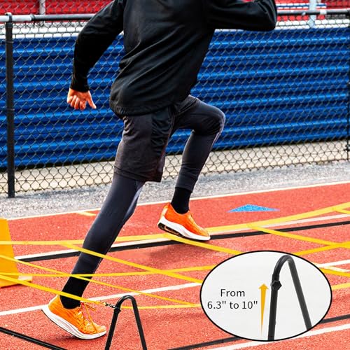 Soulchen 17 x 5 ft Running Ropes/Agility Ladder Soccer Footwork Training Net Adjustable Height Speed Ladder Basketball Football Soccer Training Equipment Fitness Workout Equipment for Youth Adults