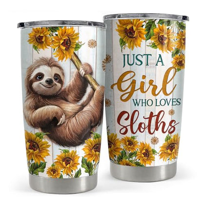 SANDJEST Sloth Tumbler 20oz Stainless Steel Insulated Coffee Travel Mug Cup for Women Girls Sloth Gifts for Birthday Christmas Mothers Day - color: Sloth