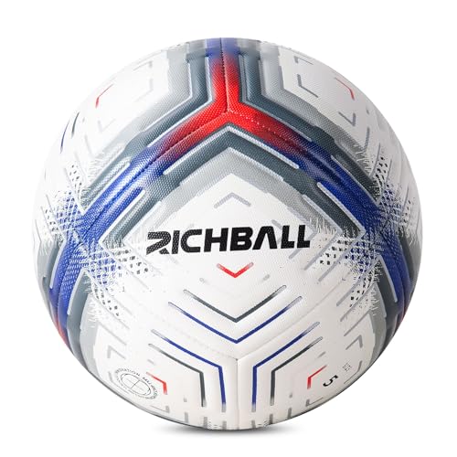 Richball Soccer Ball Size 5 with Pump, Soccer Ball Durable TPU, Official Size & Weight, Indoor Outdoor Practice Training, Original Design Great Soccer Gift