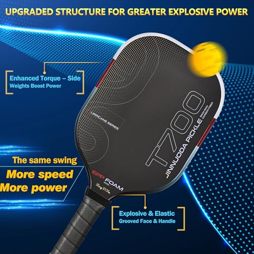 Pickleball Paddle with T700 Raw Carbon Fiber, 16mm Upgraded EPP Foam Core, Torque-Boost Weighting System & Elasticity Enhancement Design