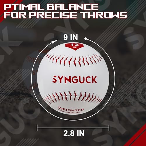 SYNGUCK Weighted Baseballs Set of 2/4/6 - Training Baseballs to Increase Pitching Speed, Arm Strength & Accuracy for Baseball Players, Coaches & Athletes - style: 2 Pack(10/12oz)