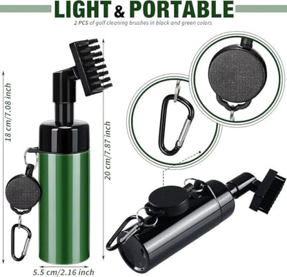 Golf Club Spray Water Cleaner, Golf Club Cleaning Brush Set,Golf Club Cleaner Brush with Retractable Clip and Squeeze Water Bottle Holds 5 Ounces of Water, Golf Gifts for Men Women - color: Green