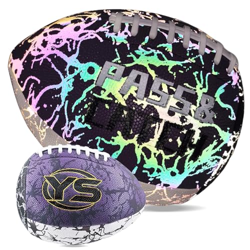 Holographic PassCatch Training Football - Solo Practice Trainer for Passing & Catching, Durable Composite Material with Dazzling Flash-Activated Light Show, - color: Purple＆White