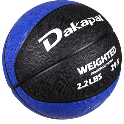 Dakapal Weighted Heavy Training Basketball, Size 7 Black 2.2LBS/3LBS/3.3 LBS Weight PU Durable for Trainer and Dribbling Passing, Indoor and Outdoor Usage - size: Size 7 Adult - 29.5"-2.2LBS