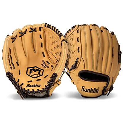Franklin Sports Field Master Baseball + Softball Glove - Field Master Adult + Youth Baseball + Softball Mitt - Men's + Women's Gloves - Right Hand Throw - color: Camel, style: 10" - Basket Web