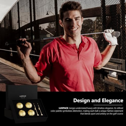 2-Layers Premium Golf Ball - Performance Golf Ball for Distance and Straighter Shots, Personalized Antique Gifts for Men Golf Tees Gift Set - color: 4 Pack Golden