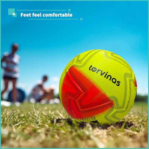 Soccer Ball Size 5,4 – Thermal Bonded Waterproof PU Leather, Professional Training & Match Ball for Youth & Adults, with Pump & Bag, Training Gift Set - color: light yellow