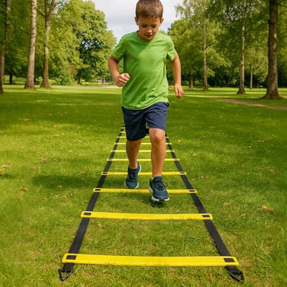Training Ladder Set Agility, 12 Rung 6 Meters (19.7 Ft) Speed Ladder, & 10 Cones Soccer with Carry Bag, Equipment Soccer Training, Speed, Agility, Drills Coordination