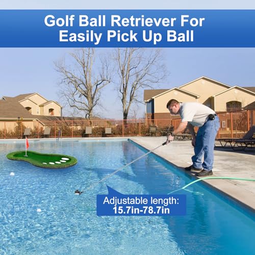 Floating Golf Green for Pool, Floating Chipping Green Mat with Ball Retriever for Pool/Lake, No Drifting Floating Golf Putting Turf Game Set for Golfers - style: Classic-Larger