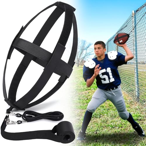 TOBWOLF American Football Throw Trainer, Youth Football Practice Equipment Improve Throwing & Catching, Pass Back Trainer Football Net Indoors/Outdoors Fit Official Size
