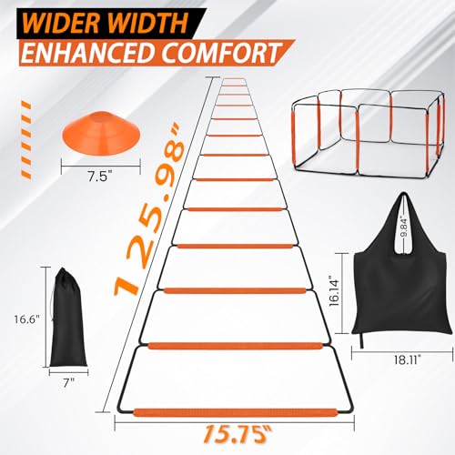 Agility Ladder, Speed Ladder, Agility Ladder Speed Training Equipment, Football Ladder, Footwork Ladder, Training Ladder for Footwork, Foldable Quick Assembly & Non - Tangling & Storage Bag - size: 8 Rungs
