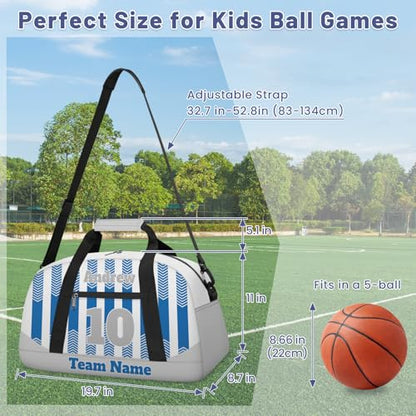 Basketball Soccer Gifts for Boys Girls - Custom Sports Duffle Bag, Personalized Name & Team Bag, Water-Resistant Gym Bag for Basketball, Soccer, Volleyball | Y-Cyan Grey - color: Y-Cyan Grey