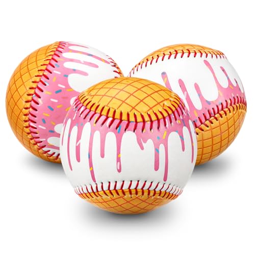 Soulchen Baseballs 9 Inch Standard Size Cute Design Practice Baseballs for Throwing Catching Batting Fun Gifts Game Tournament Graduation Gifts for Players Coach - color: Pink